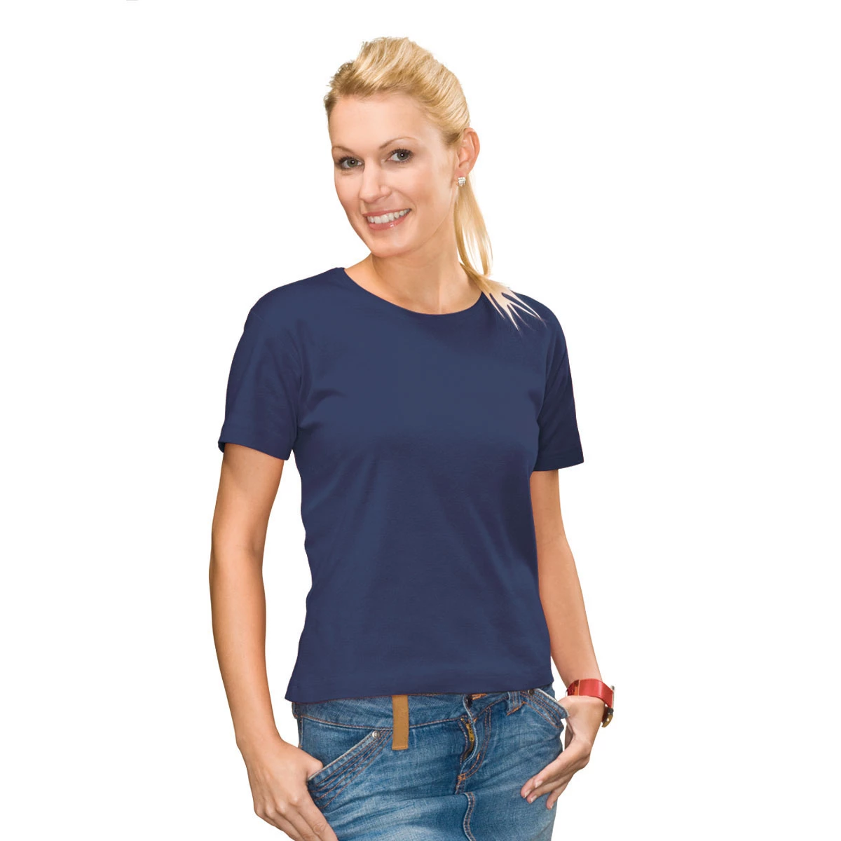 Euro Joe Ladies T-shirt With Round Wide Neck With Belgian Ring Print Nr.1 - Image 4