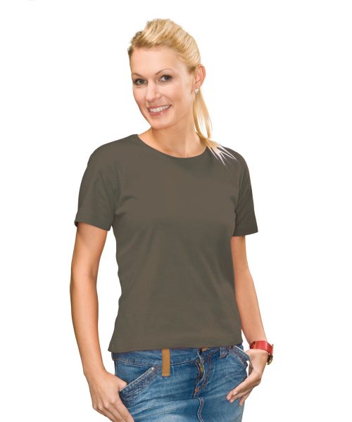 Euro Joe Ladies T-shirt With Round Wide Neck With German Shepherd Print Nr.4 -EURO JOE SHOP Hanes wide neck olijfgroen 4