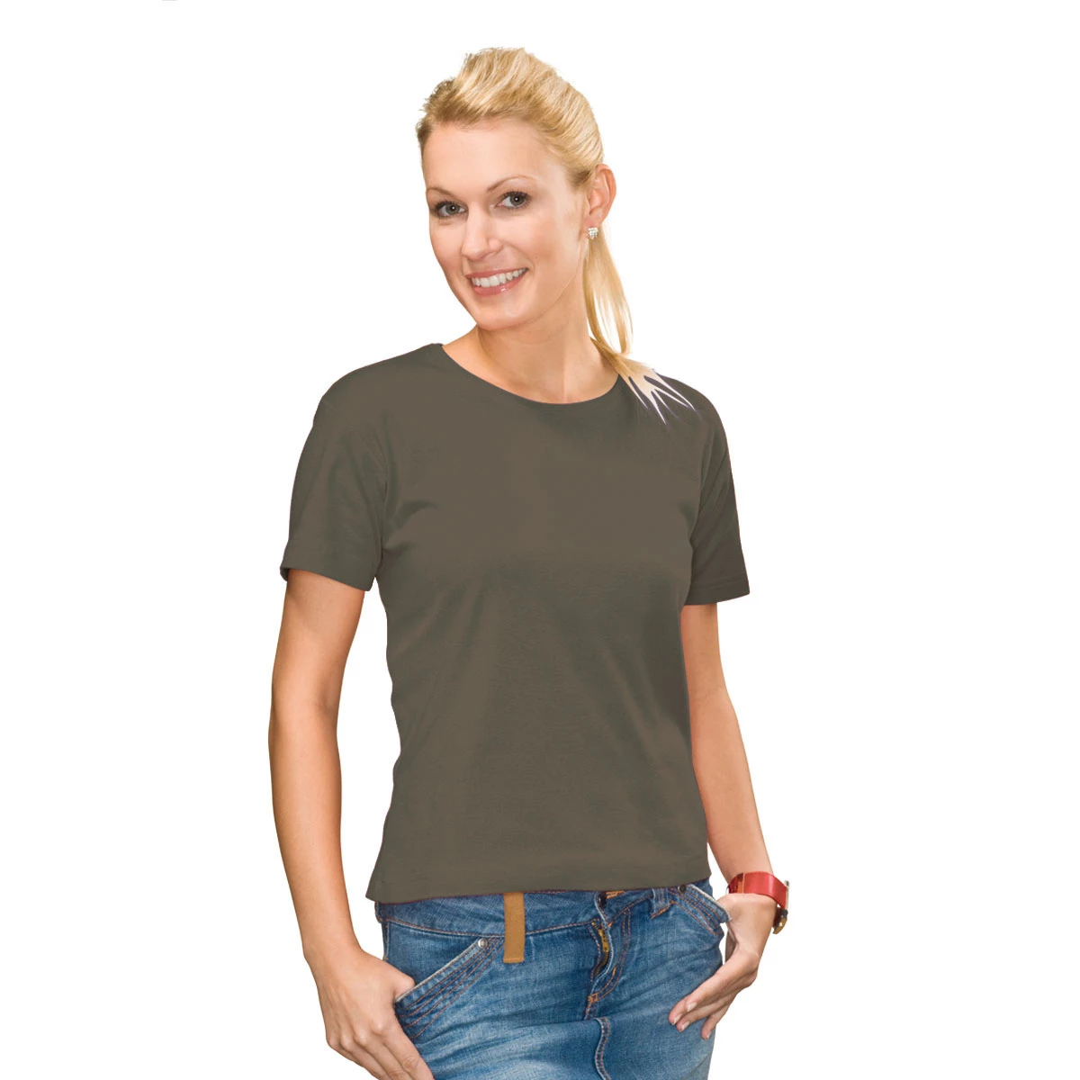 Euro Joe Ladies T-shirt With Round Wide Neck With Belgian Ring Print Nr.3 - Image 6