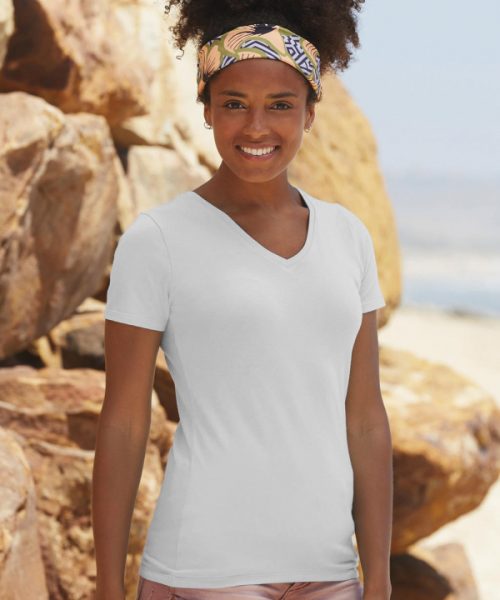 Euro Joe Ladies T-shirt With V-neck With Malinois Print Nr.1 -EURO JOE SHOP V hals fuchsia wit 1