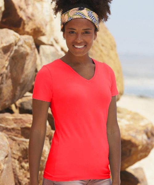 Euro Joe Ladies T-shirt With V-neck With Malinois Print Nr.1 -EURO JOE SHOP V hals rood 1