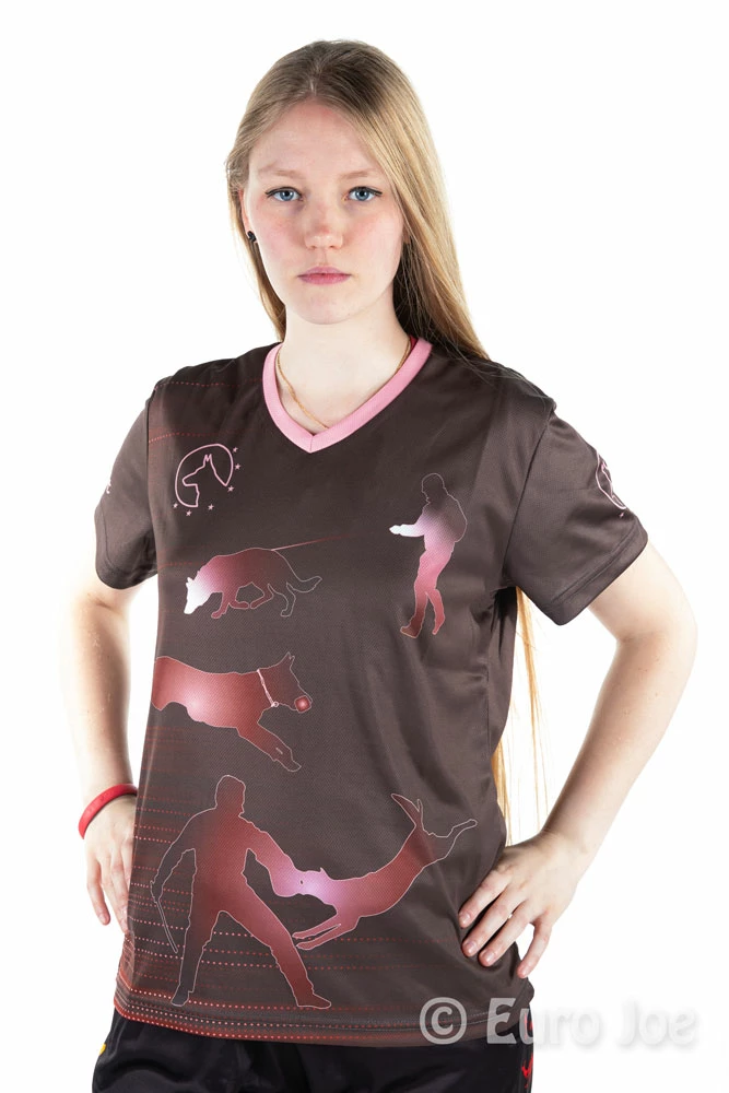 Euro Joe T-shirt Brown With Dog Sport Print In light Pink - Image 2