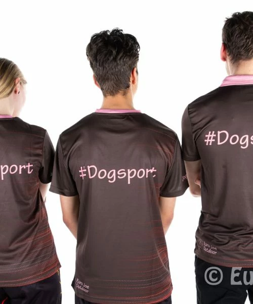 Euro Joe T-shirt Brown With Dog Sport Print In light Pink